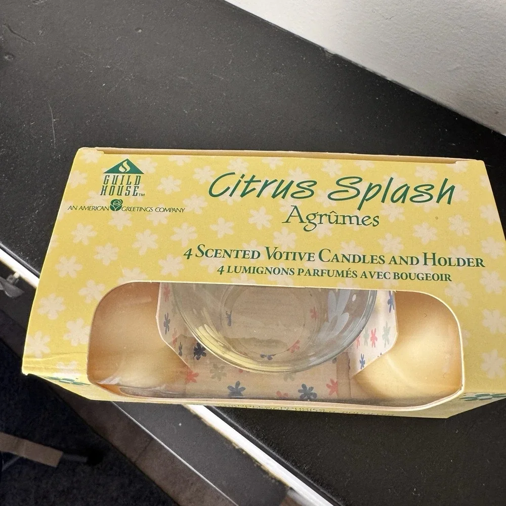 Vintage 90s Guild House American Greetings Citrus Splash Votive Candle Gift Set
